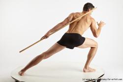 Underwear Fighting with spear Man White Standing poses - ALL Athletic Short Brown Standing poses - knee-bend Academic